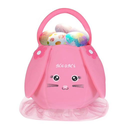 Easter Basket Plush Easter Bunny Bags Easter Basket Rabbit Buckets Easter Tote Bags Children Gift Storage Handbag Easter Basket Stuffers Pink