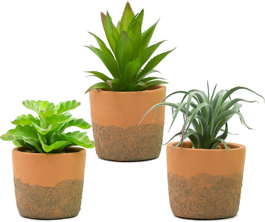 Artificial Plants Faux Plants Potted Plants for Home Office Kitchen Farmhouse Decoration Artificial Succulent Plants Potted, Assorted Decorative Faux Succulent Potted (Set 1)