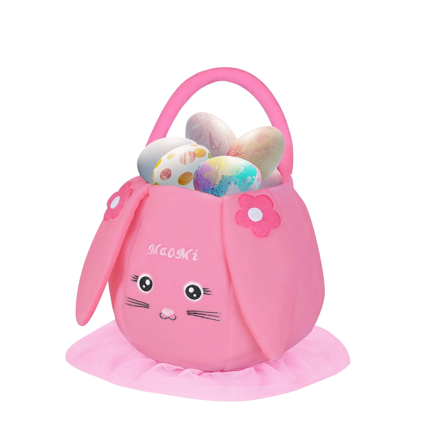 Easter Basket Plush Easter Bunny Bags Easter Basket Rabbit Buckets Easter Tote Bags Children Gift Storage Handbag Easter Basket Stuffers Pink