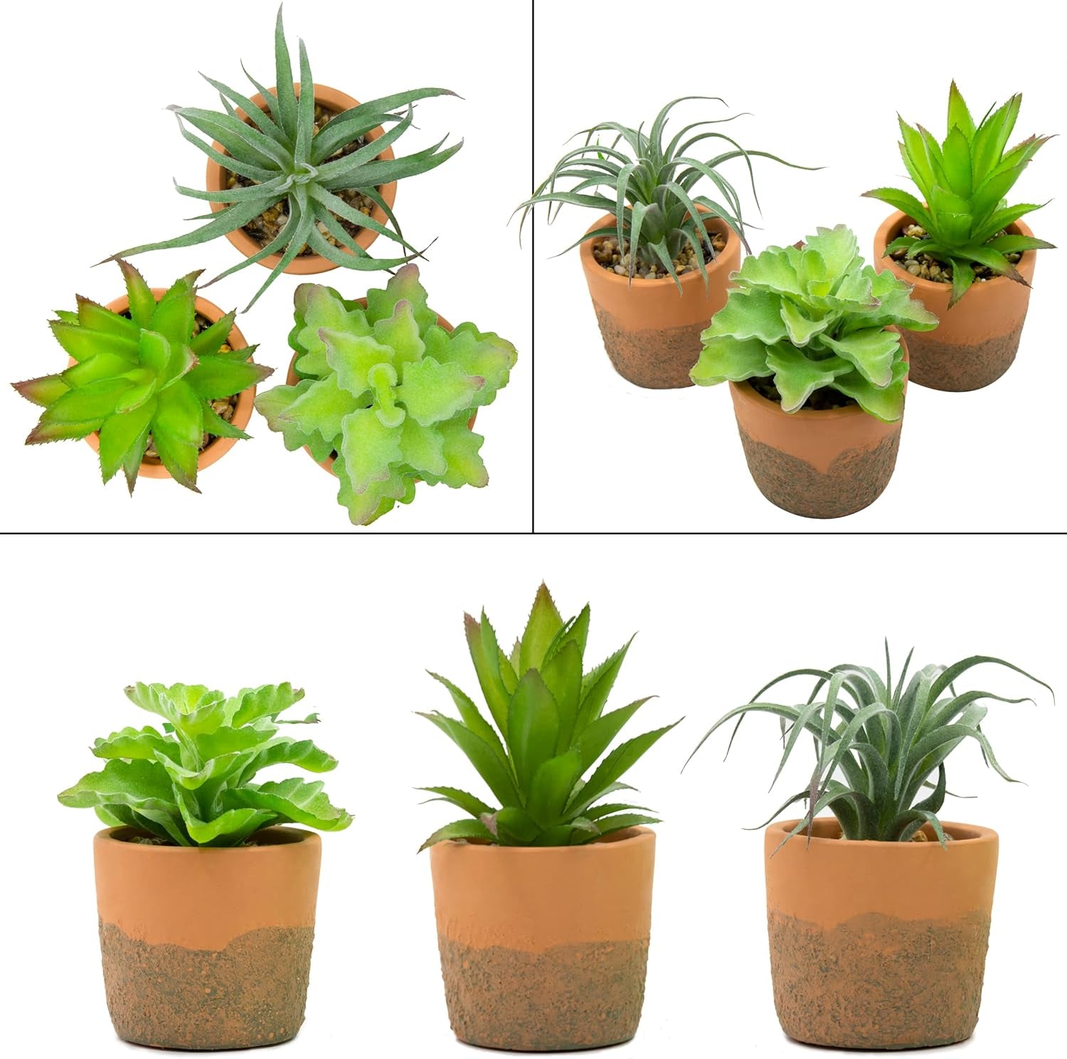 Artificial Plants Faux Plants Potted Plants for Home Office Kitchen Farmhouse Decoration Artificial Succulent Plants Potted, Assorted Decorative Faux Succulent Potted (Set 1)