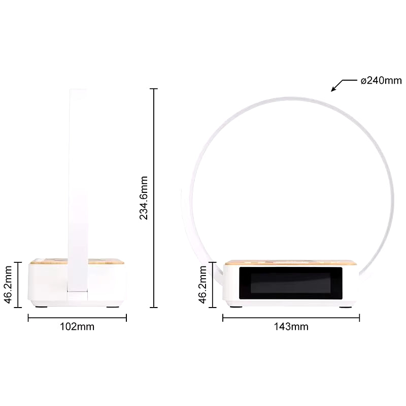 3 in 1 Wireless Charging Bedside Lamp Touch Table Lamp with Alarm Clock Wake-Up Light Nightstand Reading Night Light for Bedroom