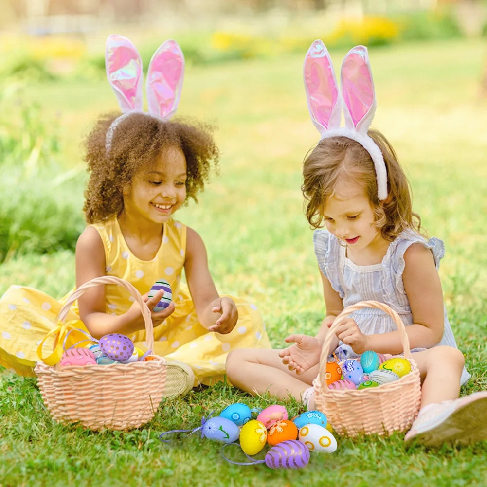 36PCS Hanging Easter Eggs, 2.36'' Tall Plastic Eggs Easter Decoration for Easter Hunt, Easter Basket Stuffers Fillers, Classroom Prize Supplies, Classroom Gifts for Easter
