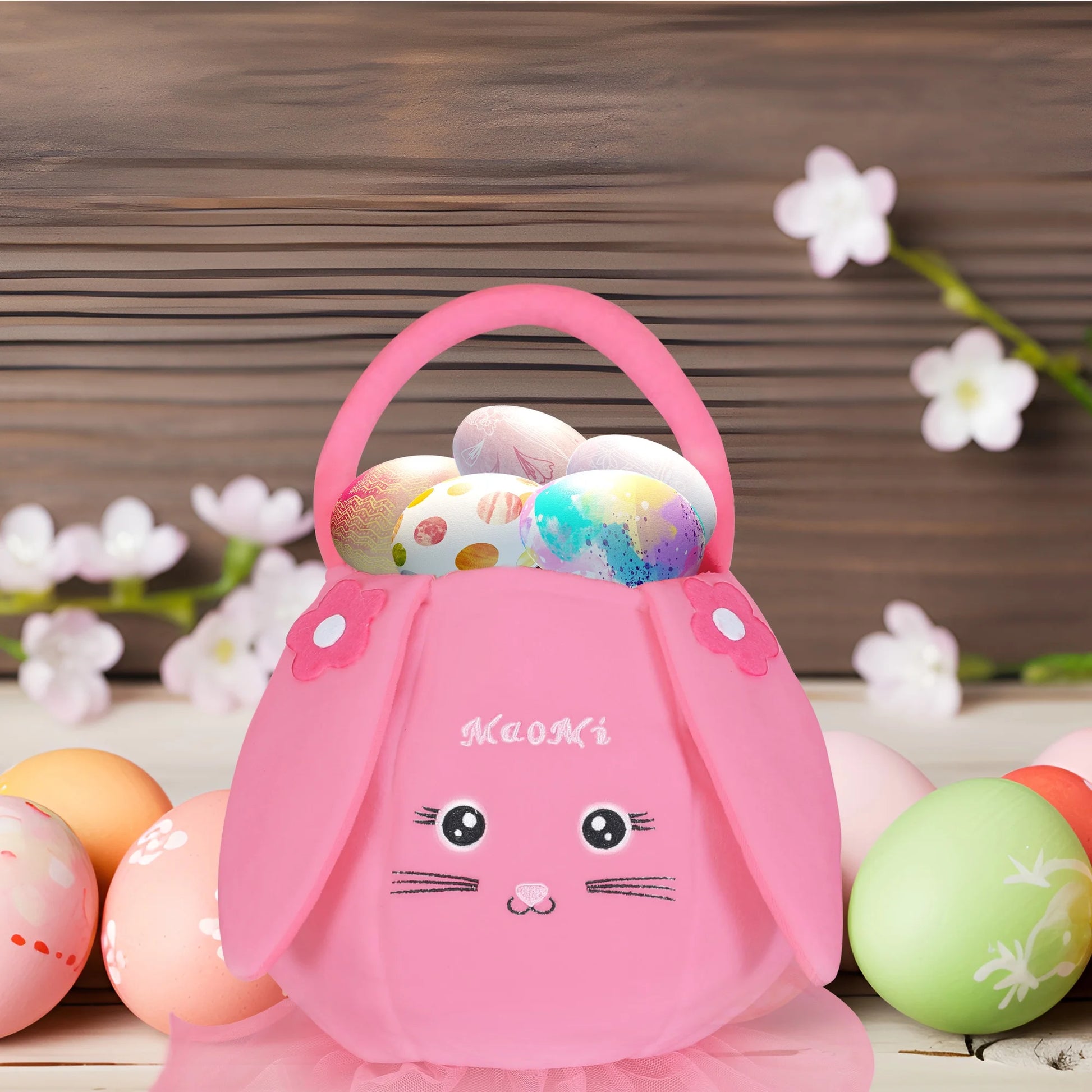 Easter Basket Plush Easter Bunny Bags Easter Basket Rabbit Buckets Easter Tote Bags Children Gift Storage Handbag Easter Basket Stuffers Pink