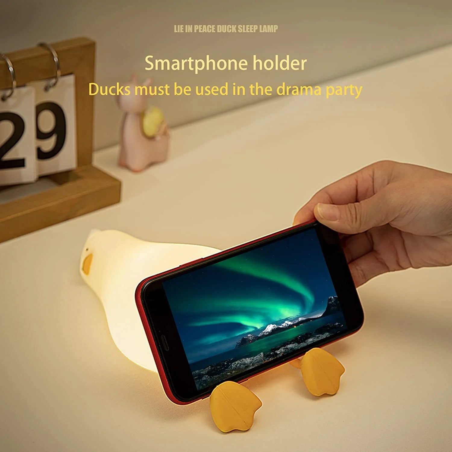Lying Flat Duck Night Light, LED Squishy Duck Lamp, Cute Light up Duck, Silicone Dimmable Nursery Nightlight, Rechargeable Bedside Touch Lamp for Breastfeeding, Finn the Duck.