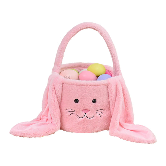 Easter Basket Plush Easter Bunny Long Ears Bags Easter Basket Rabbit Buckets Easter Tote Bags Children Gift Storage Handbag Easter Basket Stuffers