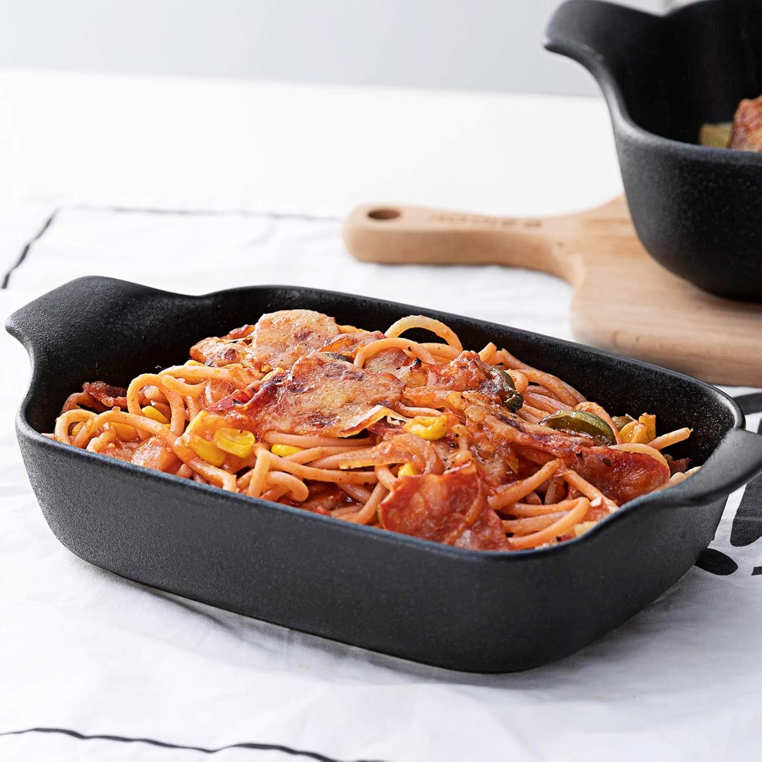 Baking Dishes, Ceramic Baking Pans Set Rectangular Casserole Dish Set Lasagna Pans Bakeware Set for Oven for Cooking, Lasagna, Dinner, Cake, Banquet and Daily Use - 3PCS (11 X 7.5 Inches, Black)