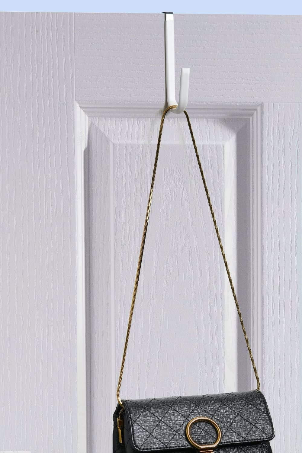 Over Door Hook White - 4Pack Soft Rubber Surface Design to Prevent Article Scratches,Single Door Hook for Bathroom,Kitchen,Bedroom,Cubicle,Shower Room Hanging Towel,Clothes,Pants,Shoe Bag,Coat