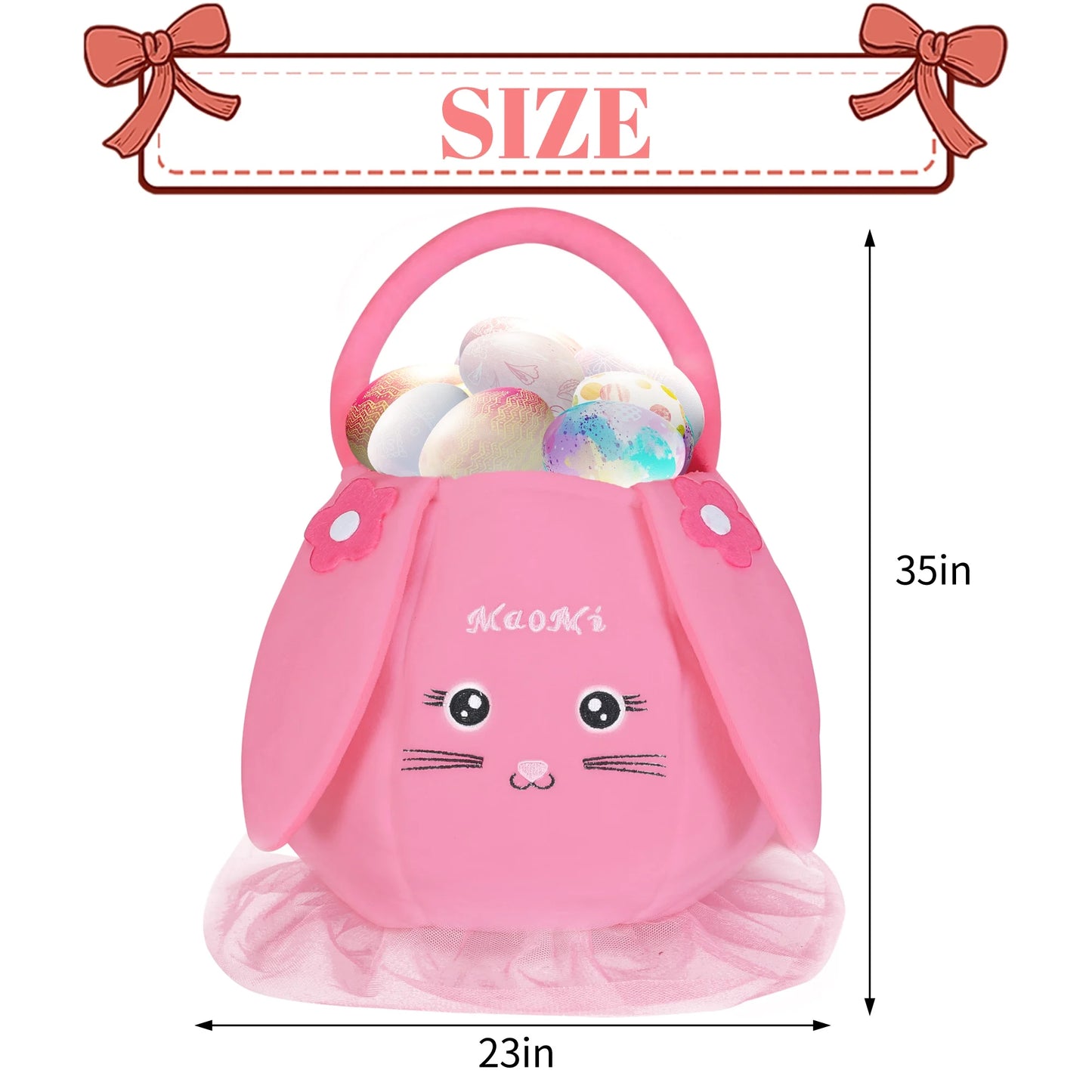 Easter Basket Plush Easter Bunny Bags Easter Basket Rabbit Buckets Easter Tote Bags Children Gift Storage Handbag Easter Basket Stuffers Pink
