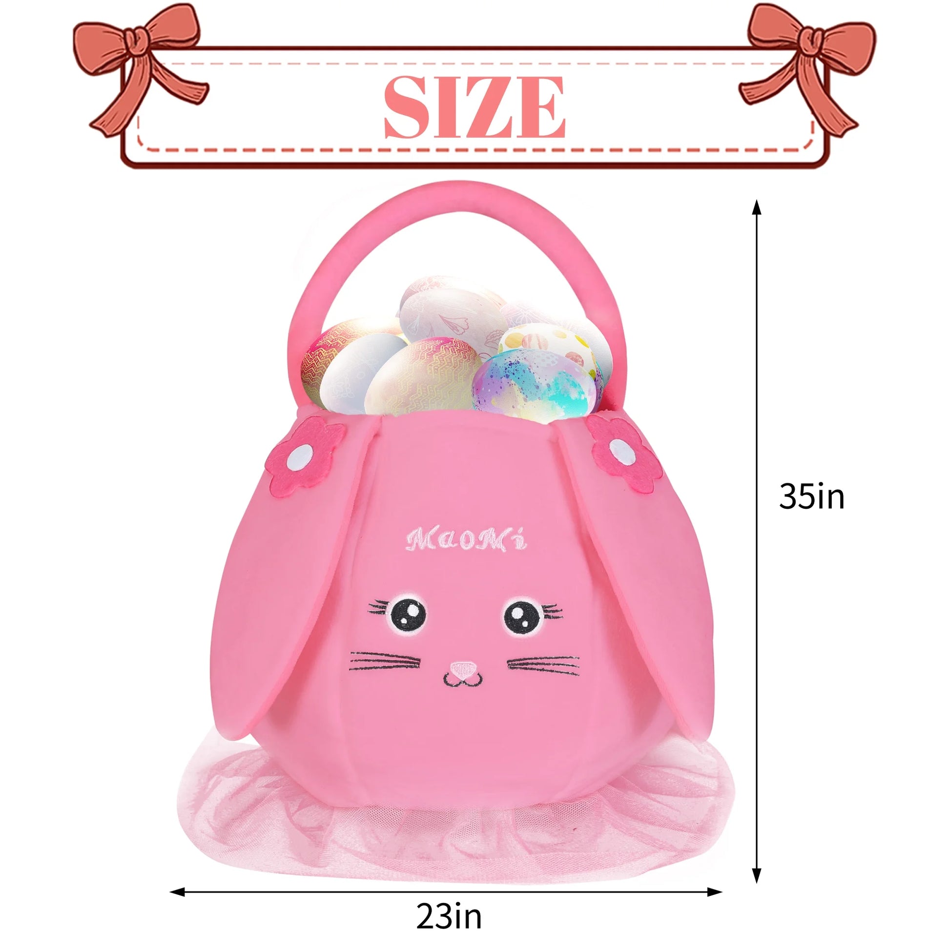 Easter Basket Plush Easter Bunny Bags Easter Basket Rabbit Buckets Easter Tote Bags Children Gift Storage Handbag Easter Basket Stuffers Pink