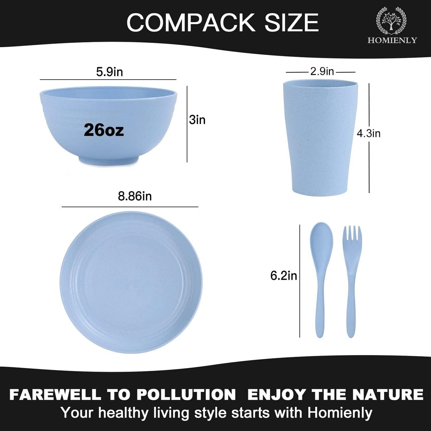 Wheat Straw Dinnerware Sets, 20Pcs Dishes Microwave and Safe Unbreakable