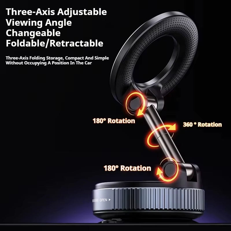 For Magsafe Car Phone Holder Suction Cup Vacuum Magnetic Phone Hholder 360° Rotatable and Foldable Phone Holder