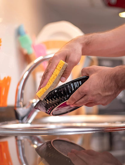 Natural Sponges for Dishes – Eco Friendly Sponges – Plant Based Compostable Sponge - Biodegradable Cellulose Sponges – Pack of 08 Walnut Scrubber Sponge – Odor Free and Non-Scratch