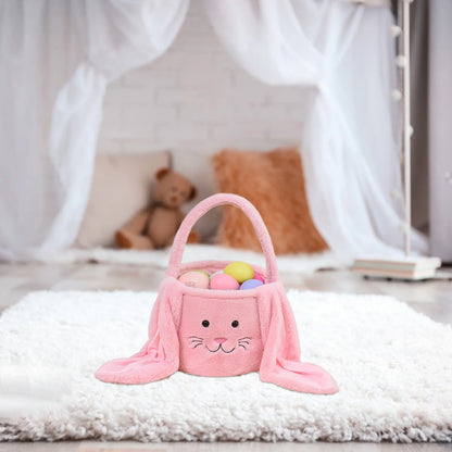 Easter Basket Plush Easter Bunny Long Ears Bags Easter Basket Rabbit Buckets Easter Tote Bags Children Gift Storage Handbag Easter Basket Stuffers