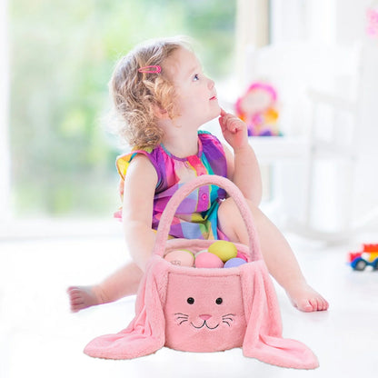 Easter Basket Plush Easter Bunny Long Ears Bags Easter Basket Rabbit Buckets Easter Tote Bags Children Gift Storage Handbag Easter Basket Stuffers