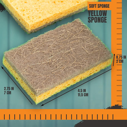 Natural Sponges for Dishes – Eco Friendly Sponges – Plant Based Compostable Sponge - Biodegradable Cellulose Sponges – Pack of 08 Walnut Scrubber Sponge – Odor Free and Non-Scratch