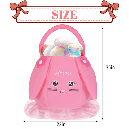 Easter Basket Plush Easter Bunny Bags Easter Basket Rabbit Buckets Easter Tote Bags Children Gift Storage Handbag Easter Basket Stuffers Pink
